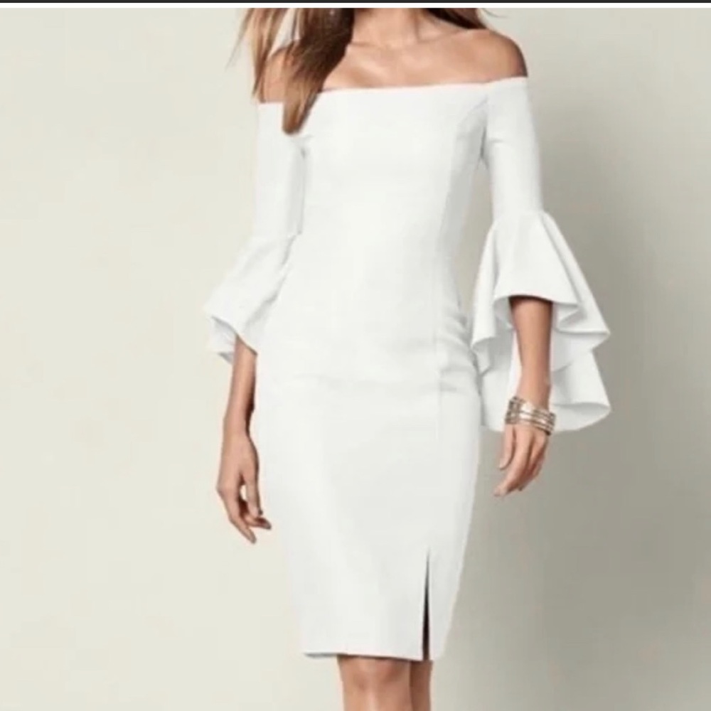 Venus Off the Shoulder Bell Sleeve White Dress